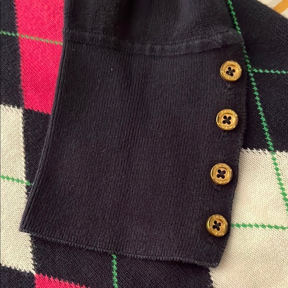 Lilly Pulitzer V-Neck Sweater Blue Pink Argyle - Picture 3 of 4